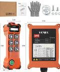 6 Channel 12 To 65V Industrial Wireless Crane Remote Control With 100 Meter Range, transmitter and receiver, gloves, and mounting kit