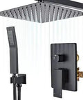 Matte Black 10 Inch Rain Shower System With Wall Mounted Rain Head And Handheld, Rough-In Valve And Trim Kit, cUPC Certified