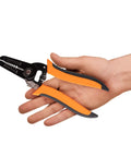 Hand holding Pro Grade All In One Wire Stripper And Cutter For Solid And Stranded Wires 22 To 10 AWG with ergonomic grip