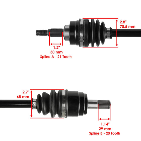 Front Left And Right CV Joint Axle Kit For Honda Foreman 500 4x4 2005-2013 And Rincon 680 4x4 2006-2023 Dual Axle Beefy Replacement Fit For Trx Foreman Rubicon Es Eps Models, black CV axle with spline measurements