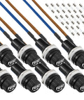 6X30MM Panel Mount Fuse Holder Kit With Screw Cap And Presoldered Wires 250VAC 10A 125VAC 15A Fast Blow Glass Fuses, wires attached