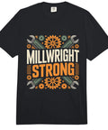 Millwright Strong Industrial Mechanic Gears Comfort Colors Adult Heavyweight T Shirt in black featuring detailed graphic design.