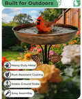 Sturdy Metal Bird Bath Garden Stake With 12 Inch Bowl Outdoors 0.7 Gallon Capacity Yard Decor For Birds No Fuss Setup And Durable Weatherproof Design Included