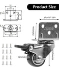 Battle Ready Caster Set Of Four Heavy Duty Thermoplastic Rubber Locking Swivel Wheels With Retractable Brakes For Workshop Tables Rolling Carts And Heavy Gear Silver 1.25 Inch product size and dimensions diagram