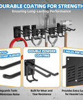Six Pack 10 Inch Heavy Duty Two Tier Garage Hooks Wall Mount Storage Organizer for Tools and Gear with Anti Slip Coating