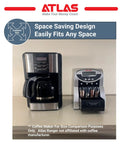 Automatic Coin Counter And Sorter With Digital Display For Loose Change Processing Features Anti Jam Feeder And Five Fast Modes for efficient coin sorting alongside a coffee maker.