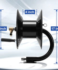Heavy Duty Pressure Washer Hose Reel 100 Ft With Manual Crank, Steel Construction, Swivel Arm, 3/8 Inch NPT Outlet, 4000 PSI frame
