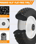 Flat Free 4.10/3.50-6 Replacement 12 Inch Wheel With 1 In. Axle Bore, solid PU tire with steel rim and carbon bearings
