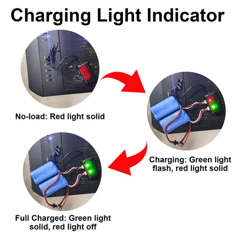 7.4V LiPo Battery Charger 2 in 1 USB Cable For RC Cars 2S Batteries XH3P Plug 1A Balance Charger with charging light indicator