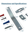 Heavy Duty Anti Theft Picture Hangers Bulk Pack 25 Count Security Frame Lock Hanging Kit dimensions and components layout