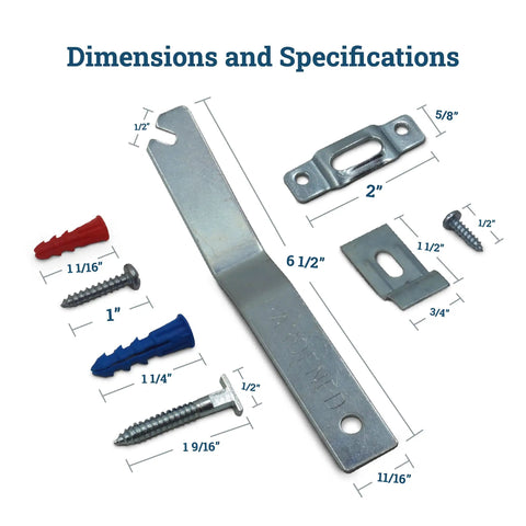 Heavy Duty Anti Theft Picture Hangers Bulk Pack 25 Count Security Frame Lock Hanging Kit dimensions and components layout