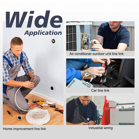 Wide application of Assorted Closed End Crimp Connector Kit For 22-18, 16-14, And 12-10 AWG in various wiring projects.