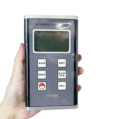 3 Axis Piezoelectric Accelerometer Vibration Meter With 3D Velocity Vibrometer Gauge, Data Logger, And 10 Hz To 10 kHz Range, ISO 2954 Compliant Pro Grade Diagnostic Gear For Rotating Machinery, Detects Misalignment And Out Of Balance handheld VM-6380