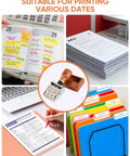 Super Handy Self Inking Roller Date Stamp prints day month year for calendars, documents, and folders on various paper types.