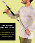 Man holding Telescoping Extension Pole 7 To 30 Ft Reach For Window Cleaning Gutter Cleaning Light Bulb Changes Painting No Ladder Needed Heavy Duty Multi Use Pole Built For Safe Ground Level Reach showing ergonomic grip.