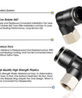 Heavy Duty One Half Inch Push To Connect Female Elbow Fittings 90 Degree For Pneumatic Systems Copper And Plastic, 2-pack