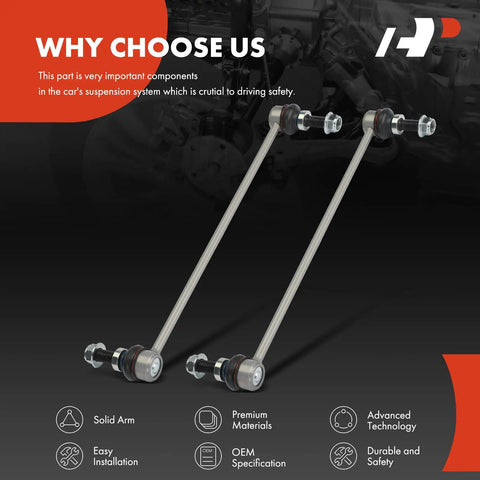 Front Sway Bar Links Set For Chrysler Pacifica 2017 To 2022 And Voyager 2020 To 2022 display, solid arm, materials info