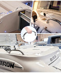 Two Pack Beefy Marine Stainless Boat Grab Handle, Heavy Duty Round Tube Handrail With Flange And Stud, Mirror Polished Finish, Anti Corrosion, 8-1/4 Inch Long installed on boat interiors and exteriors.