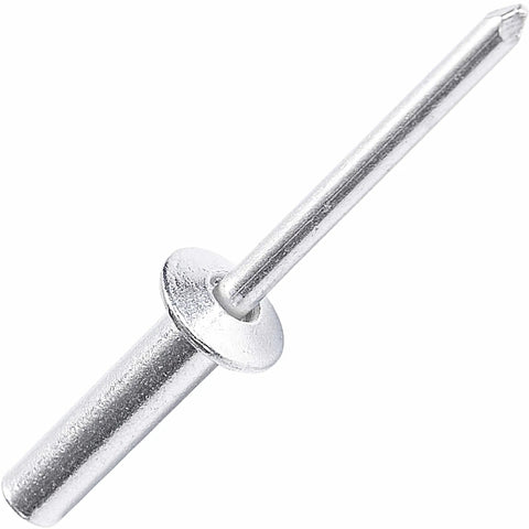 Close-up of a single aluminum dome head closed end pop rivet from 60 Piece Closed End Pop Rivets Kit All Aluminum Dome Head Sealed Blind Rivets