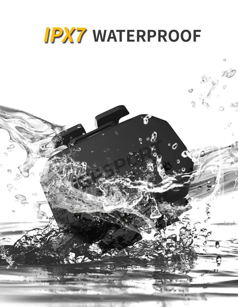 Speed And Cadence Sensor Bundle With Bluetooth 5.0 And ANT Plus Wireless Waterproof Design splashed by water, IPX7 seal visible