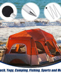 Orange beach tent with aluminum 4 Pack Tent Poles Replacement Set Extra Canopy Poles For Beach Tents Parties Camping.