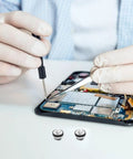 Slick M3 Hard Drive Mounting Screws Miniature Black PC Case Hardware Ten Piece Assortment Kit for laptop repair in use.