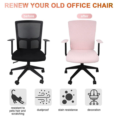 4 Piece Stretchable Office Chair Cover Set Universal Fit For Rotating Chairs Includes Seat Cover Back Cover And Armrest Pads