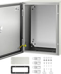 Built Like A Tank Nema 4X Steel Electrical Enclosure With Drip Free Ip66 Sealing and Heavy Duty Carbon Steel Frame, open view.