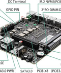 Heavy Duty Firewall Appliance Packing Dual Ten Gigabit Sfp Plus And Four Two Point Five Gigabit Lan Hookups Rock Solid Mini Pc motherboard with labeled components.