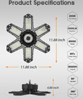 Ultra Bright Linkable Garage Light Kit 200W 20000LM 6500K LED Shop Light With Six Plus One Deformable Panels product specifications
