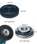 Two Pack 5/8-11 Angle Grinder Flange Nuts with quick release, knurled design, shown with D ring for 4.5-9 inch grinders
