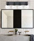 Dope Matte Black Bathroom Vanity Light With 4 Lights Milky White Clear Glass Shade Sleek Modern Wall Sconce over mirror
