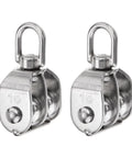 2 Pack M15 Double Pulley Block Stainless Steel Swivel Rigging Lifting Wheel Fixed Pulley for Crane Hanging Wire Towing Rope Cable