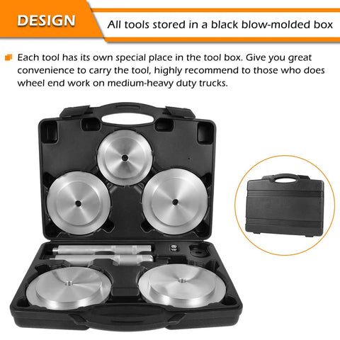 Truck Hub Seal Installer Kit For Class 7 And Class 8 Trucks And Trailers Pro Grade Multi Vehicle Tool in storage case