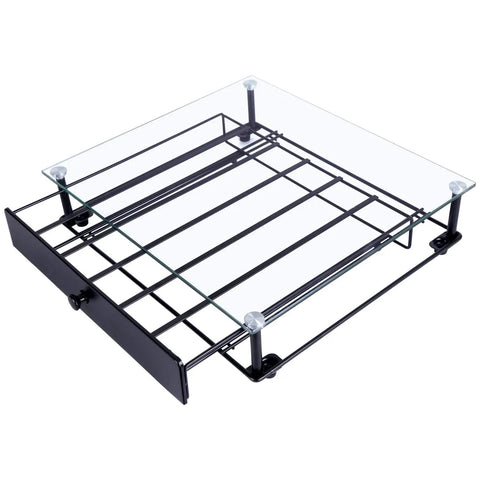 High Capacity Coffee Pod Drawer Organizer With Tempered Glass Top Holds 36 K Cup Pods 6 Per Row Black Metal Frame
