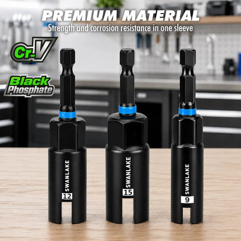 No Sweat 3 Piece Wing Nut Driver Set With 9mm 12mm And 15mm Sizes Features Slick Quarter Inch Hex Shank For Quick Eye Bolt Assembly Easy Wire Twisting And Heavy Duty Fastener Jobs