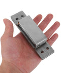 Concealed Adjustable 5 Inch Square Stainless Steel Wood Door Hinge For Hidden Cabinets And Bookcases in hand, silver finish
