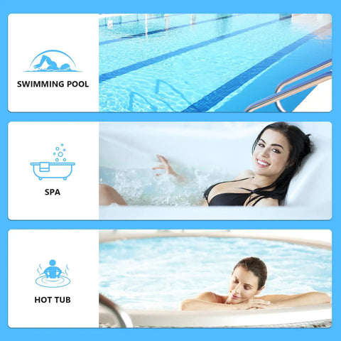 Smooth Eight In One Salt Water Pool Testing Kit With 125 Fast Action Strips For Hassle Free Backyard Care And Crystal Clear Summer Swimming Checking Ph Chlorine And Alkalinity Today with images of swimming pool, spa, and hot tub.