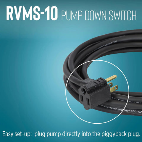 Auto Piggyback Vertical Mechanical Pump Down Float Switch For Pumps Up To Half Horsepower With 10 Foot Cord Black close-up