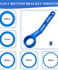 6-In-1 Bike Crank Removal Tool And Bottom Bracket Wrench For 12/16 Notches And 39/41/44/46/49mm Sizes, Compatible With Shimano SRAM