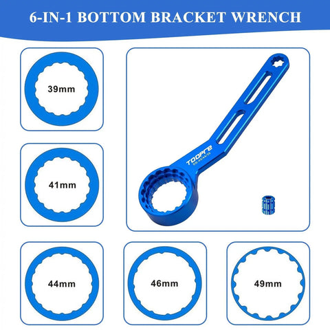 6-In-1 Bike Crank Removal Tool And Bottom Bracket Wrench For 12/16 Notches And 39/41/44/46/49mm Sizes, Compatible With Shimano SRAM