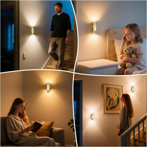 Rechargeable Battery Operated Wall Sconce Set of 2 With Remote Control, Magnetic Stick On Lights in home settings