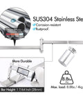Ultra Sturdy 15.5 Inch Four-Arm Swivel Towel Rack For Wall Mount, Built For Real Life Bathrooms, SUS304 Stainless Steel Brushed Finish, Heavy Duty Towel Bar With Adjusted Screws And Anchors For Solid Walls And Drywall, Model A2104S4L40-2 shown with corrosion resistance, max load details.