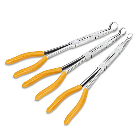 Three Piece Double X Hose Grip Pliers Set For Tight Spots And Hard To Reach Hoses Beefy Heavy Duty Alloy Steel With Flush Rivet Build