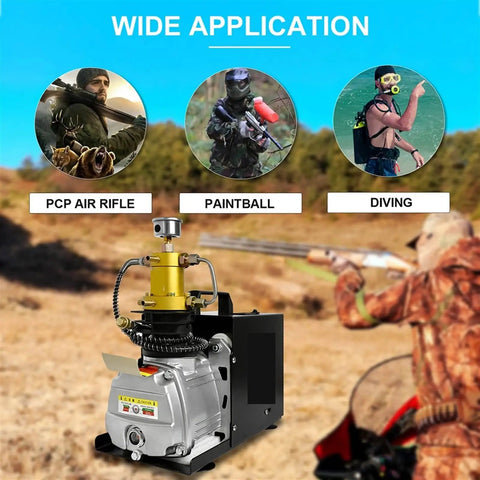 TXES031 High Pressure Electric PCP Air Compressor Pump, 4500 PSI And 300 Bar Max Output For Scuba Diving Tanks And CO2 Bottle Inflating With Water Cooling System And Overload Protection For Reliable Performance