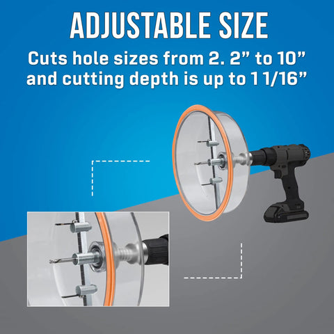 AHC 10 Pro Round Hole Saw Cutter With Dust Shield And Case Rugged Tool adjustable size demonstration with cutter details