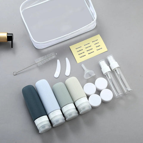 TSA Approved Travel Bottle Set With Leak Proof Silicone Squeezable Containers For Toiletries Grab N Go Refillable Travel Accessories