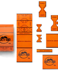 Front view of orange Duct-Aid compact first aid kit with dressing labels and logo