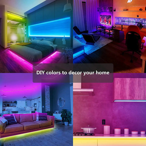 200 Foot LED Strip Lights Color Changing With Built In Microphone For Music Sync App And Remote Control Two 100 Foot Rolls