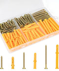 Drywall Anchors Kit With 170 Pieces For Secure Mounting Of Picture Frames Shelves And Curtain Rods Including 85 Plastic Anchors And 85 Philips Flat Head Screws In Three Sizes Size 6 1.18 Inch Size 6 1.57 Inch And Size 6 2.36 Inch in an organized case